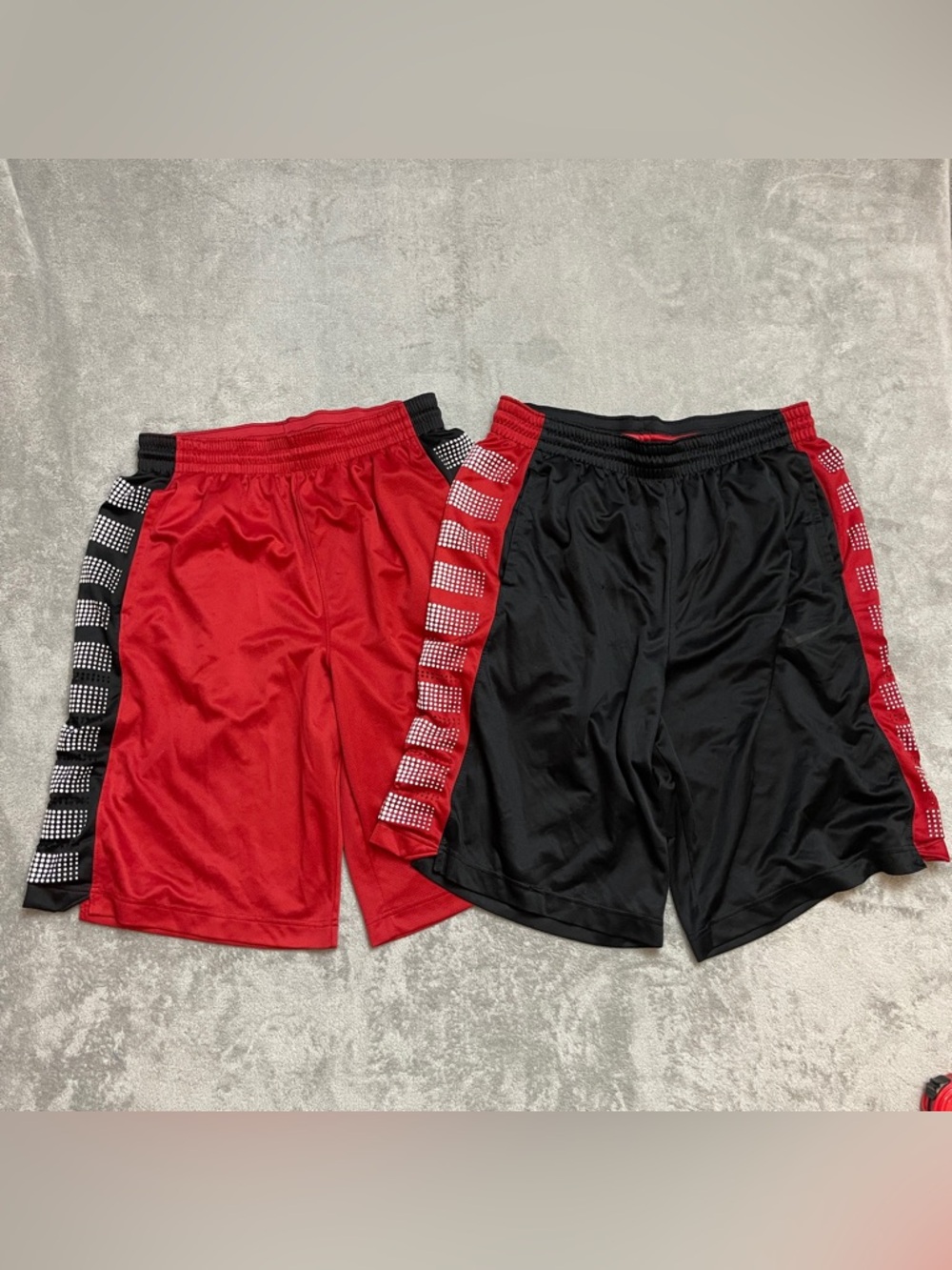 Nike Elite Stripe Red / Black Practice Dri-Fit Basketball Shorts LARGE Lot of 2